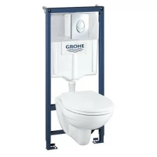 Система инсталляции GROHE QuickFix Solido 4 в 1, с подвесным унитазом и панелью смыва, хром (39400000)